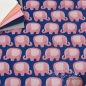 Mobile Preview: French Terry Elefanten rosa auf royalblau ~ Fräulein von Julie