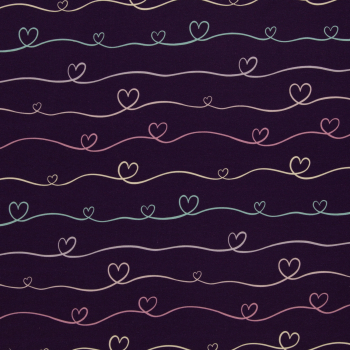 Jersey Scribble Hearts bunt violett