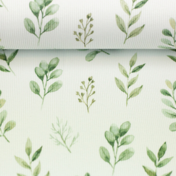 Rippjersey Blätter natur grün