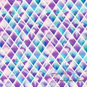 Baumwolljersey Crystal Magic RAUTEN hellmint lila ~ Lycklig Design