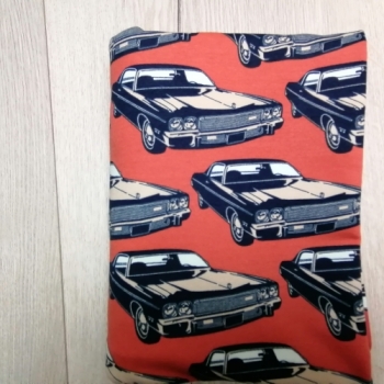 Coupon - French Terry Retro Cars auf terracotta