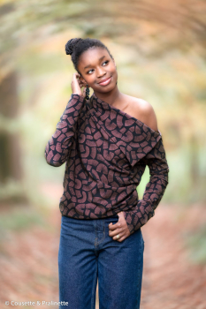 Modal French Terry Camino by Bienvenido Colorido Kurven Linien, anthrazit altrosa dunkel