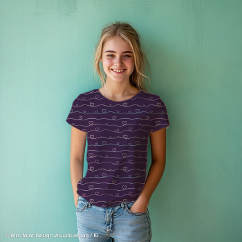 Jersey Scribble Hearts bunt violett