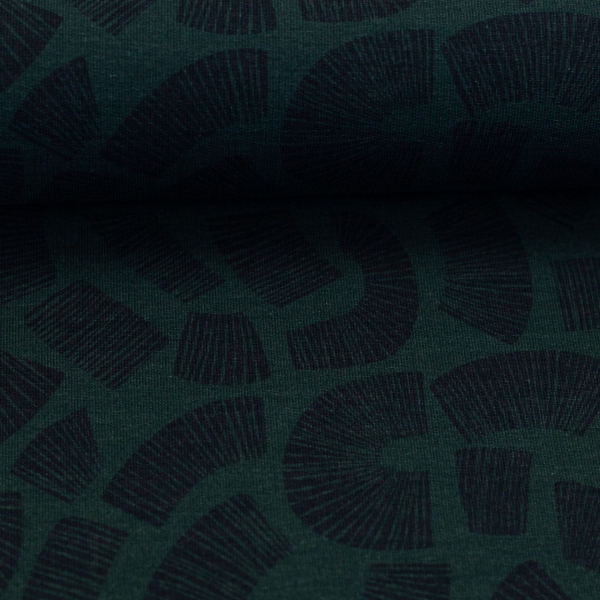 Modal French Terry Camino by Bienvenido Colorido Kurven Linien, smaragd