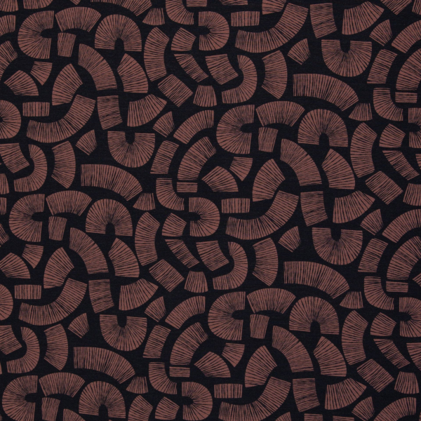 Modal French Terry Camino by Bienvenido Colorido Kurven Linien, anthrazit altrosa dunkel