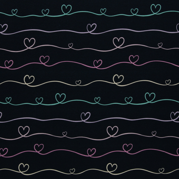 Jersey Scribble Hearts bunt dunkelblau