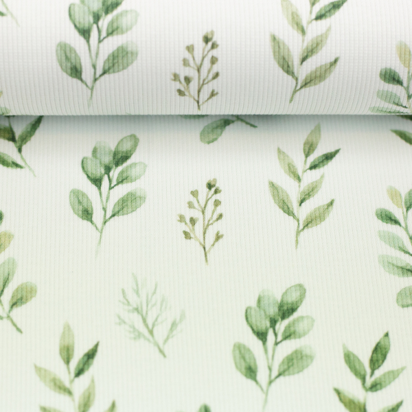 Rippjersey Blätter natur grün