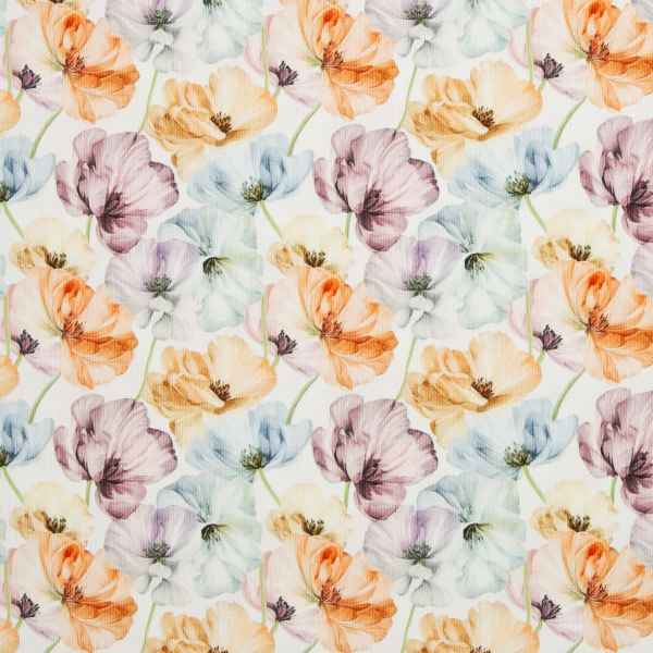 Rippjersey Aquarell Blumen natur bunt