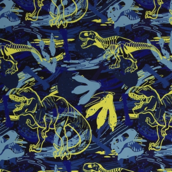 Softshell Fiete Dinosaurier T-Rex blau gelb