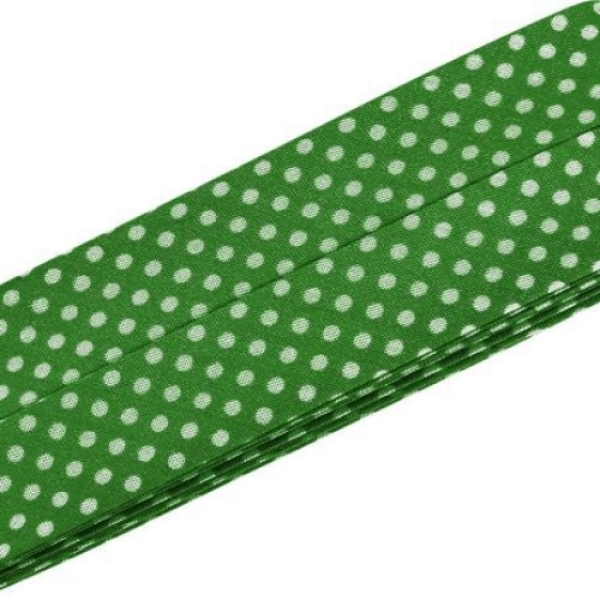 3m Schrägband Baumwolle TUPFEN grasgrün [Fb. 1007]