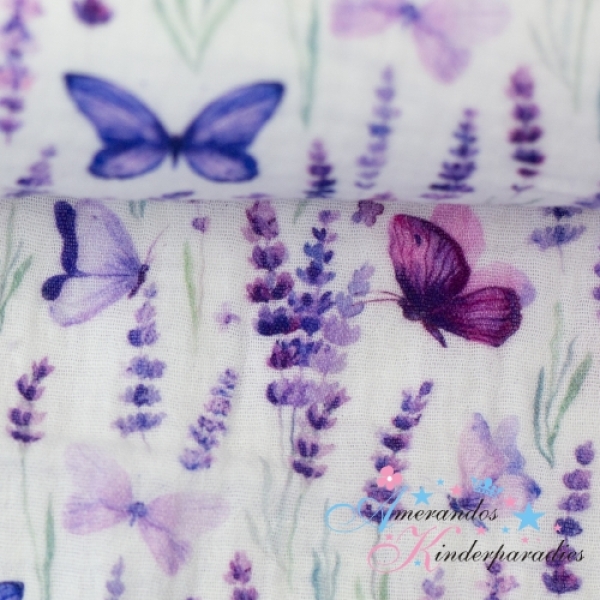 Musselin Thea Schmetterlinge Lavendel lila