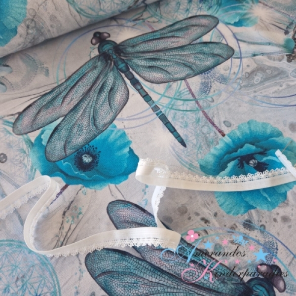 Baumwolljersey Libellen türkisblau