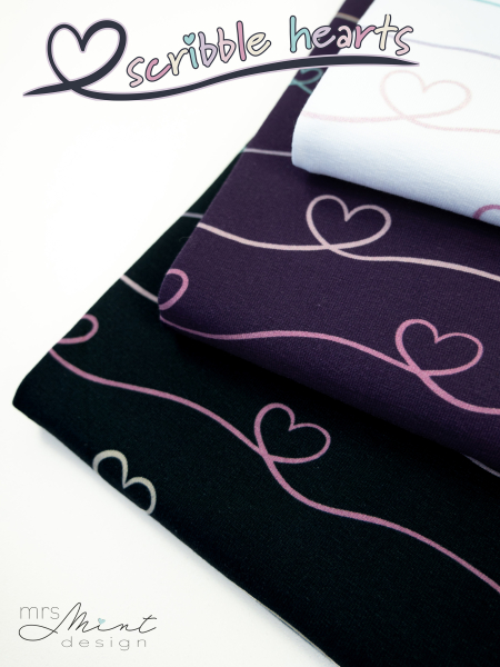 Jersey Scribble Hearts bunt dunkelblau