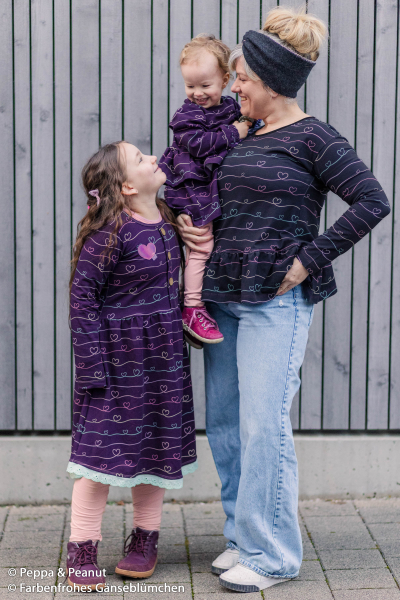 Jersey Scribble Hearts bunt dunkelblau