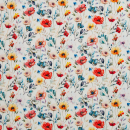 Rippjersey Blumen natur bunt ~ Mohnblumen